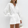 Fashion Loose White Slub Cotton Jumpsuit For Women