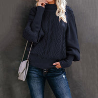 New Style Medium Neck Sweater Women's Loose Long Sleeve Knitting