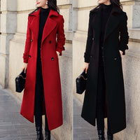 Women's Coat Woolen Extended Suit Collar Trench Coat