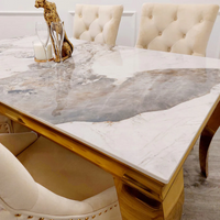 Louis Gold Dining Table Light Pandora Marble