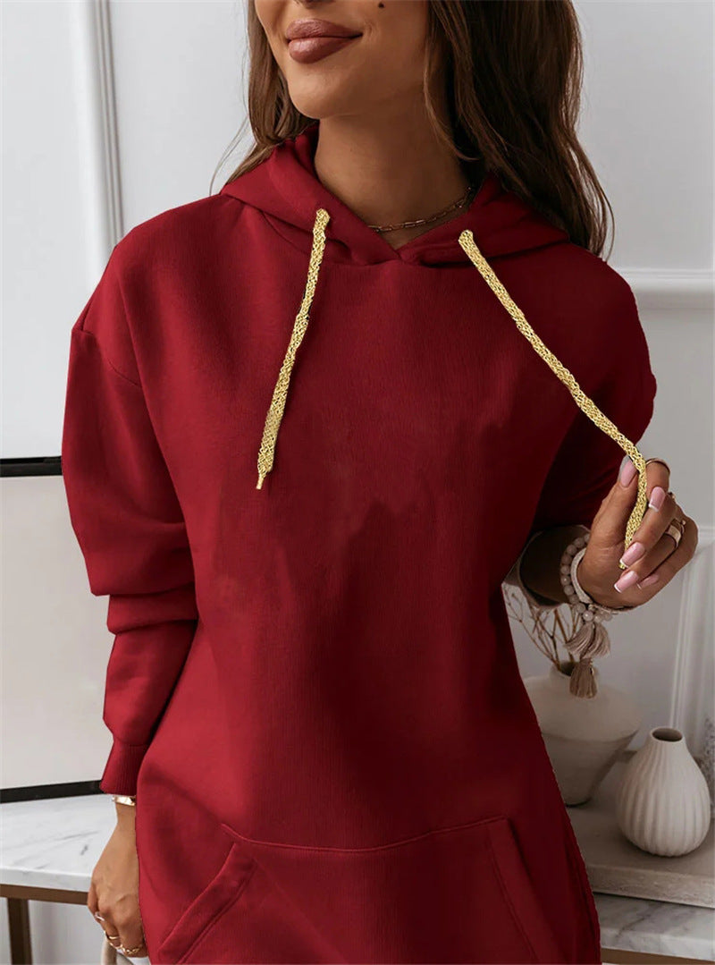 Women's Solid Color Casual Sports Hoodie Sweater