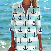 Women's Vacation Beach Bikini Jacket Printed Shirt