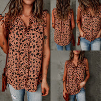 Summer New Blouse Leopard Print Sleeveless Women's T-shirt