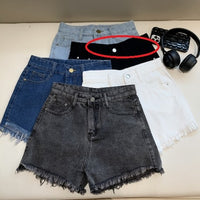 Wide Leg Denim Shorts Frayed Summer New High Waist Slimming