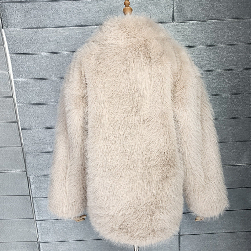 New Fox Hair Medium Length Suit Collar Fur Coat