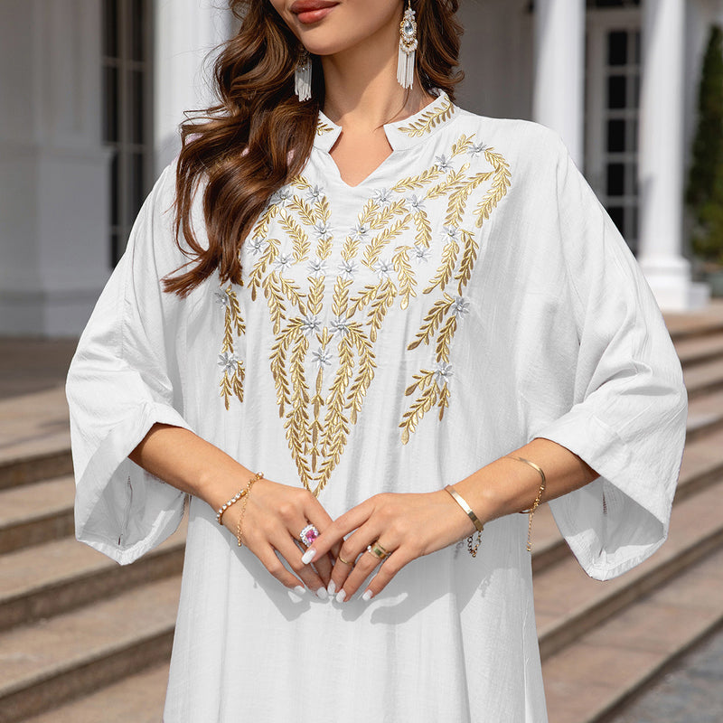 Muslim Women Embroidered Robe Dress