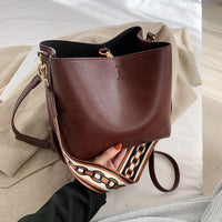 One Shoulder Wide Shoulder Strap Bucket Bag