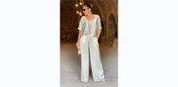 Casual V-neck Short Sleeve Wide Leg Pants Suit