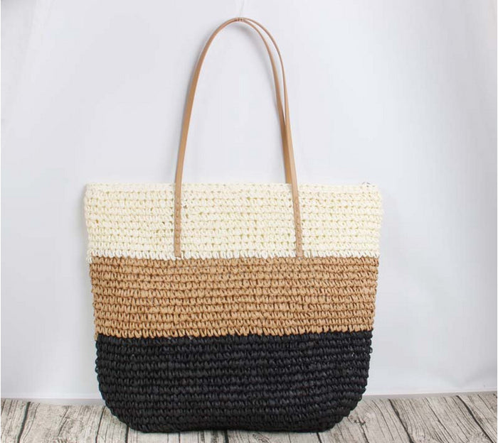 Fashion Color Contrast Women's Striped Models Straw Bag