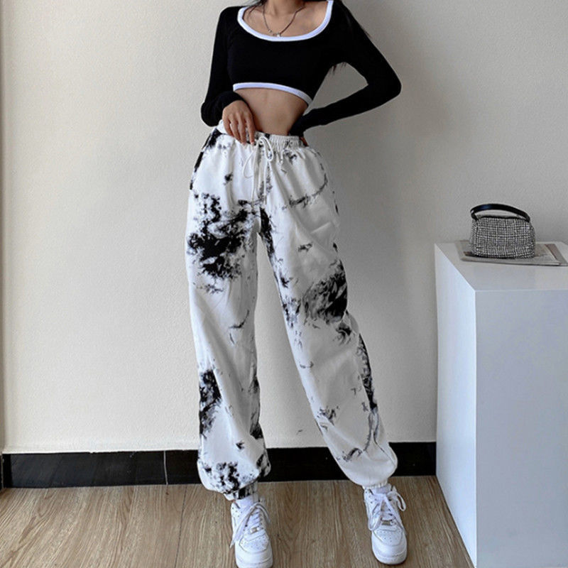 Women's Trendy All-match Tie-dye High-waist Slim Casual Pants