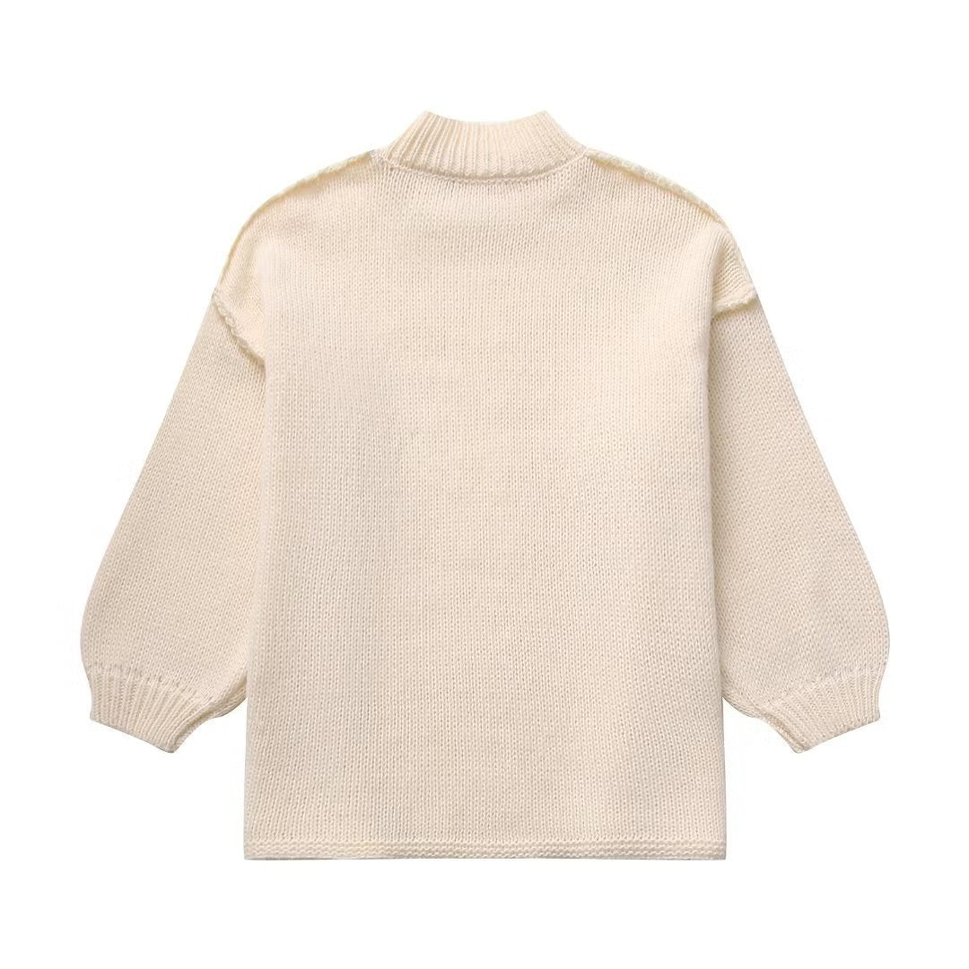 Temperament Crew Neck Simple Style Thin Sweater