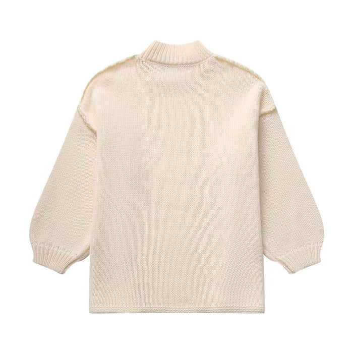 Temperament Crew Neck Simple Style Thin Sweater