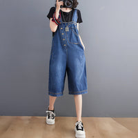 Age-reducing Denim Overalls Five-point Pants Women's Straight Shorts