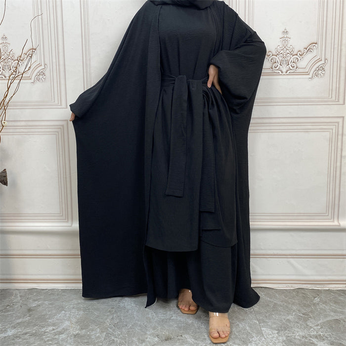 Solid Color Fashion Robe Three-piece Suit