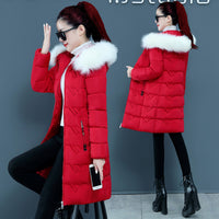 Slim Slimmer Hooded Big Fur Collar Plus Size Cotton Jacket Trendy