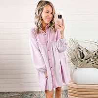 Thin Patchwork Pleated Long Sleeve Dress