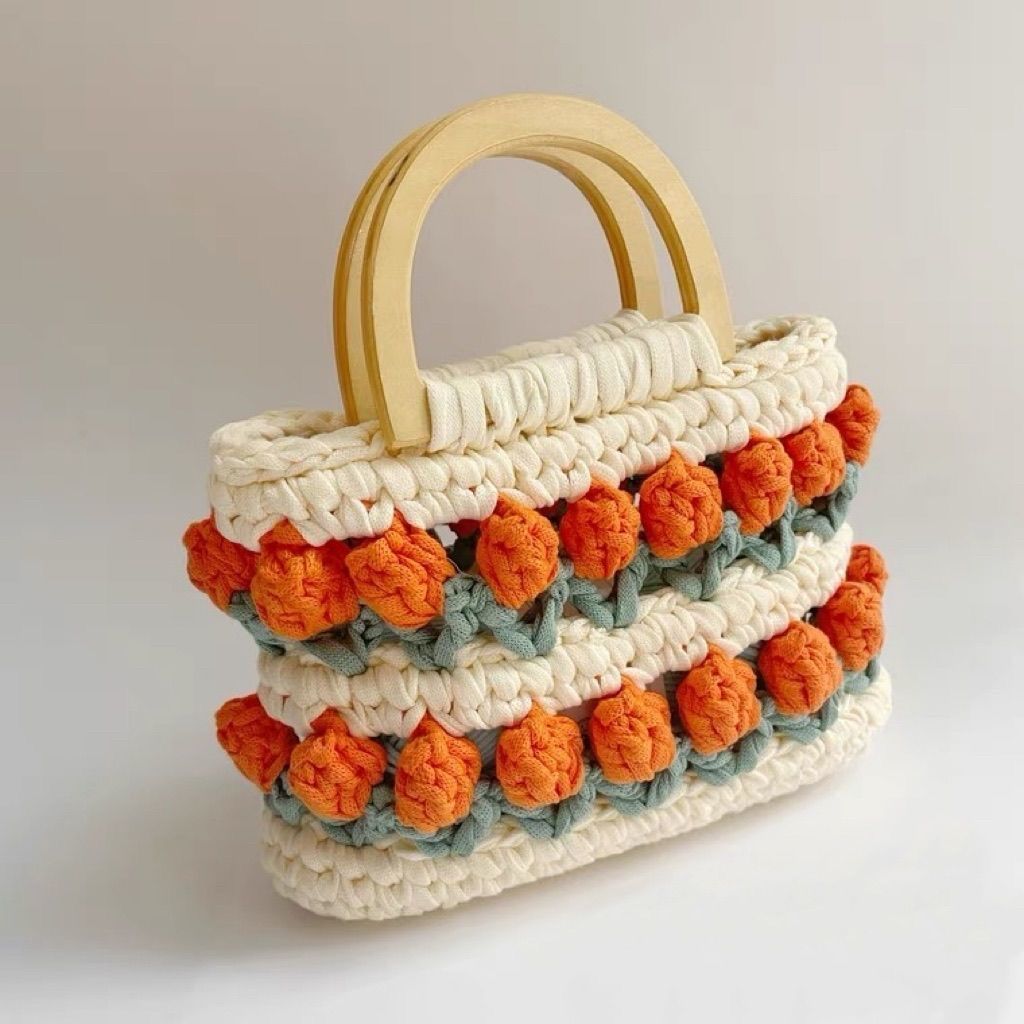 Cloth Line Crochet Knitting Tulips Handbags