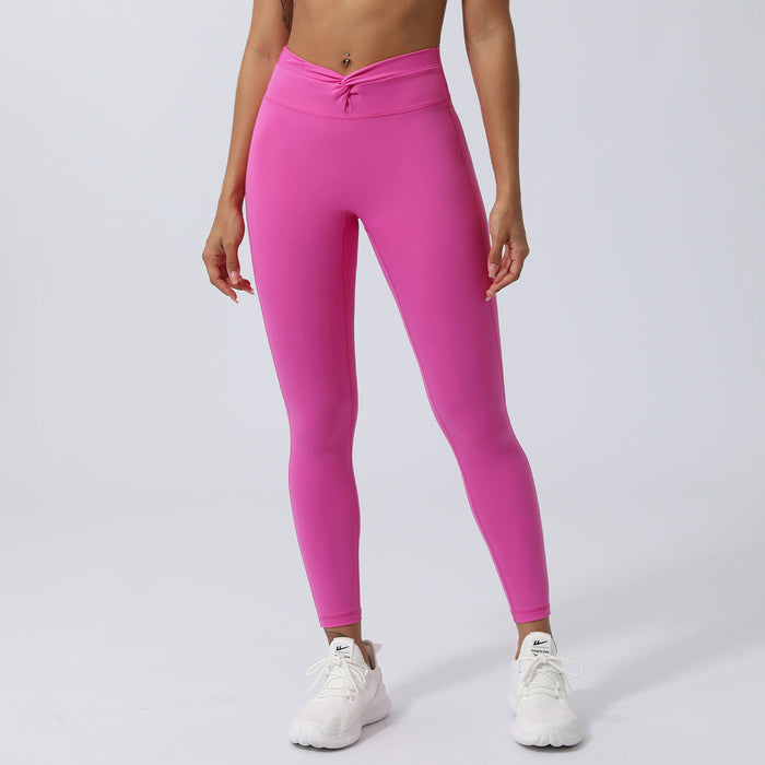 Kinky V-shaped Peach Hip Belly Contracting Sports Ninth Pants Outdoor Running Fitness Tights