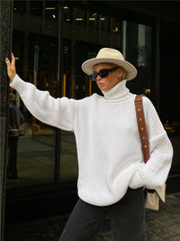 Thick Autumn And Winter Turtleneck Sweater Casual Solid Color Russian Knitwear