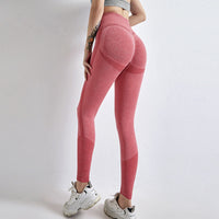 High Waisted Seamless Hollow Out Yoga Pants, Women's Smiling Face Tight Pants