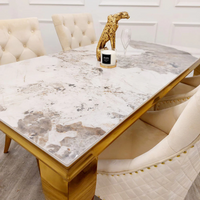 Louis Gold Dining Table Light Pandora Marble