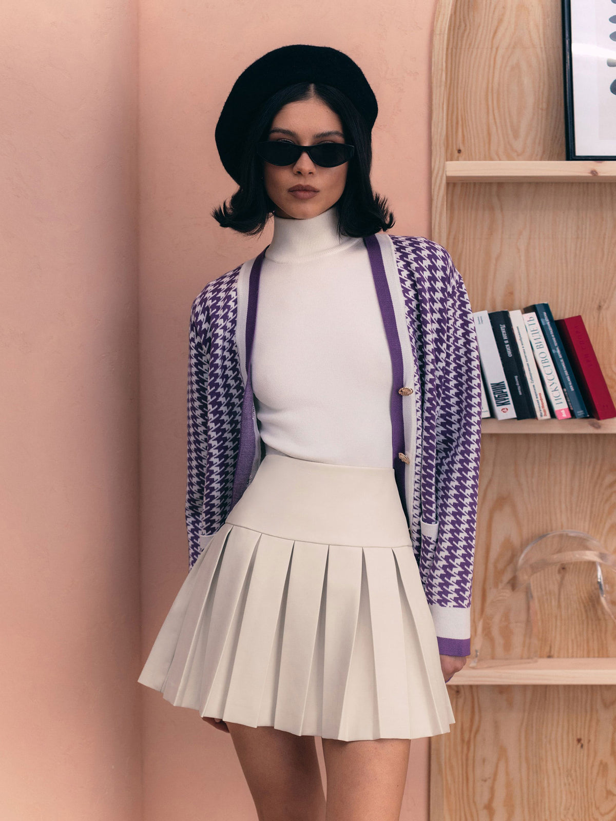 Women's Fashion Loose Casual Houndstooth Sweater