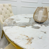 Louis Gold Dining Table Round White Marble