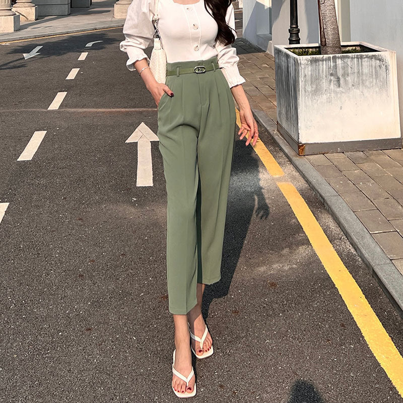 Professional Temperament High Waist Slim Radish Pants