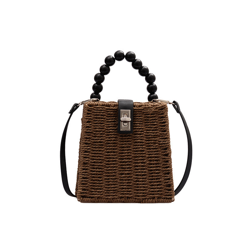 Rattan bag, bead portable straw bag