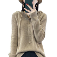 Ladies Hooded Knitted Loose Lazy Wool Coat