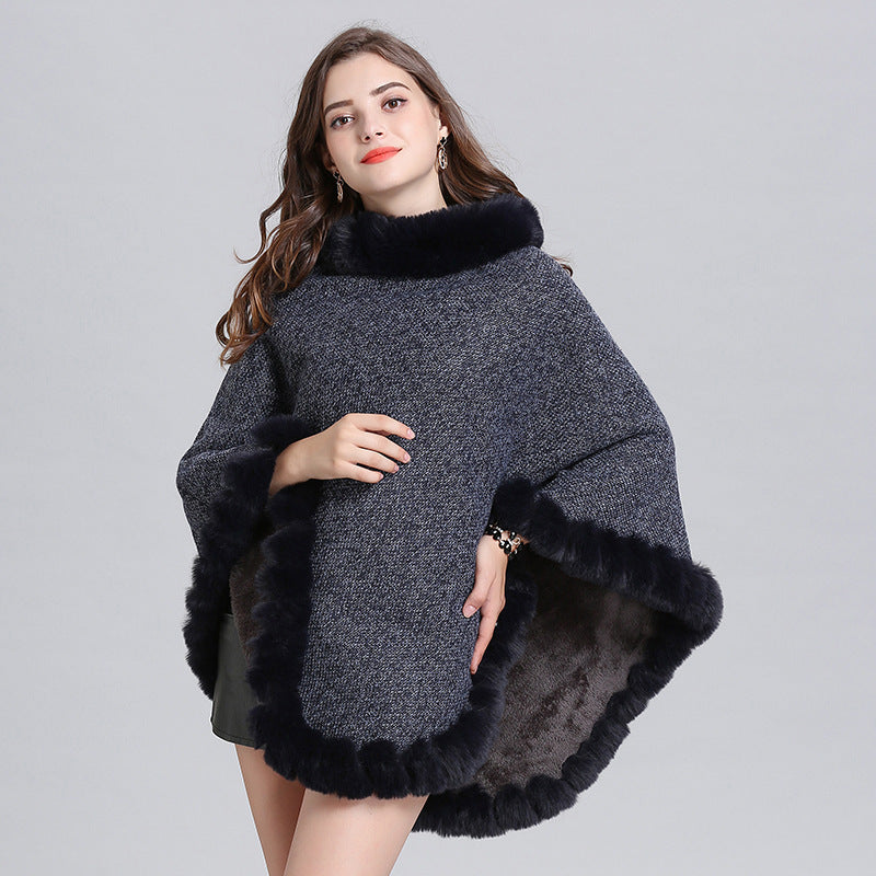 Knit sweater cloak shawl coat women