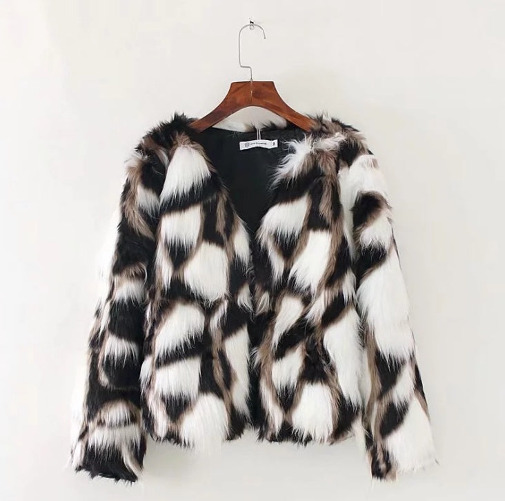 Women's Faux Fox Coat Short Fur