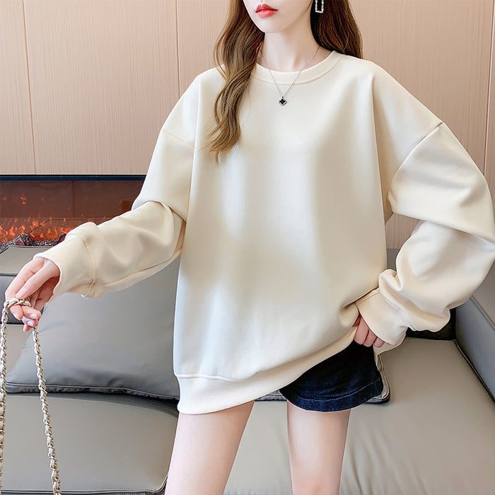 Women's Solid Color Round Neck Plus Size Loose Sweater