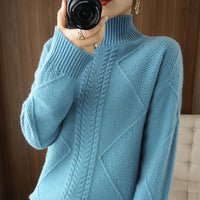 New Style High Neck Ladies Cashmere Sweater Fashion Loose