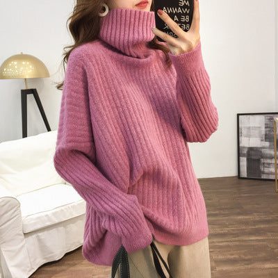 Women's Long Sleeve Loose Turtleneck Knitted Sweater