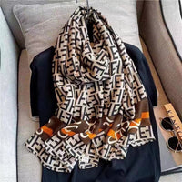 Printed Cotton And Linen Scarf Warm Outer Shawl