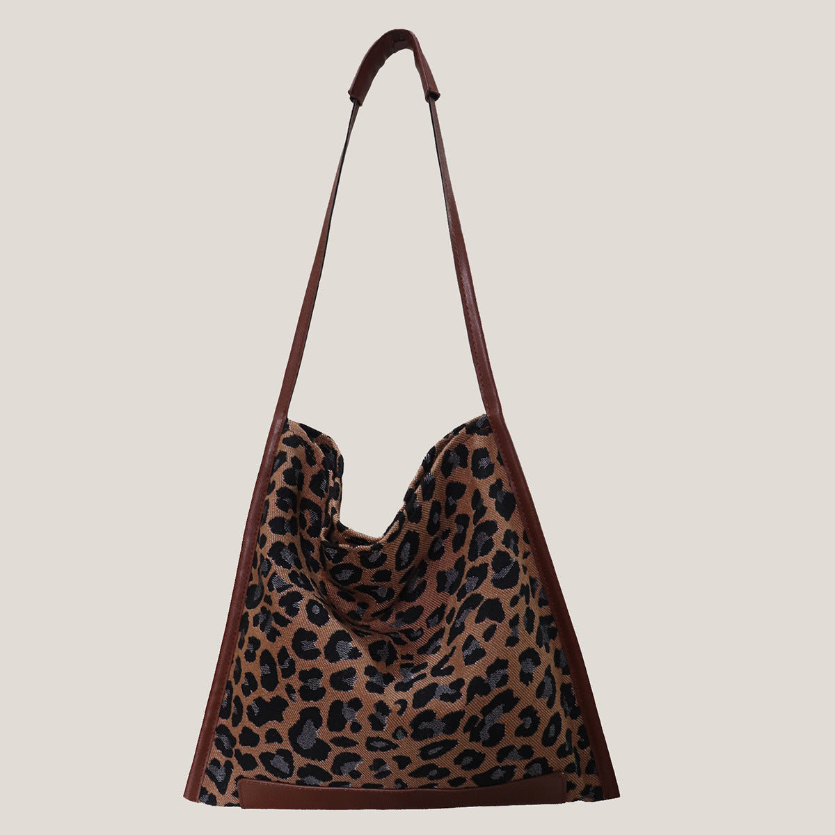 Fashion Leopard Print Canvas Single Shoulder Bag Net