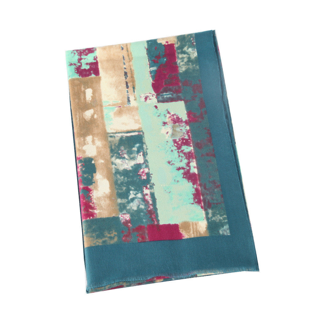 Double faced Satin graffiti brick printed scarf