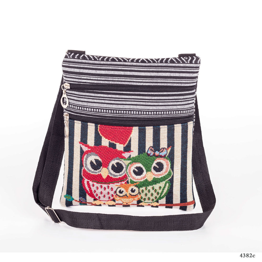 Ethnic Style Double Zipper Owl Jacquard Shoulder Messenger Bag Women's Ultra-light Cross-border Messenger Bag In Stock Wholesale