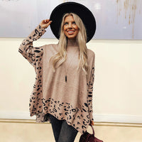 New Printed Long Sleeve High Collar Loose Casual Top For Women