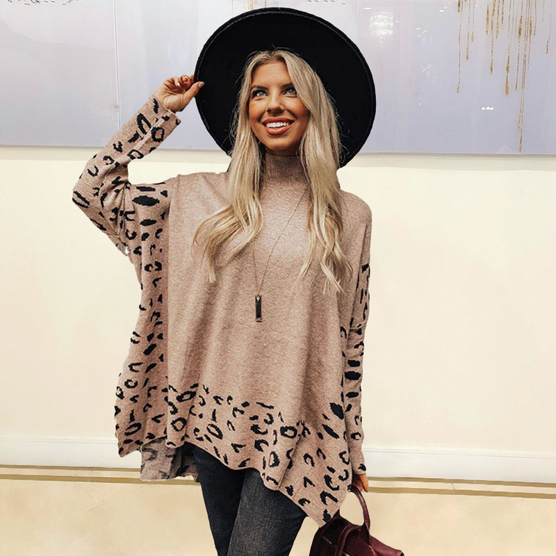 New Printed Long Sleeve High Collar Loose Casual Top For Women