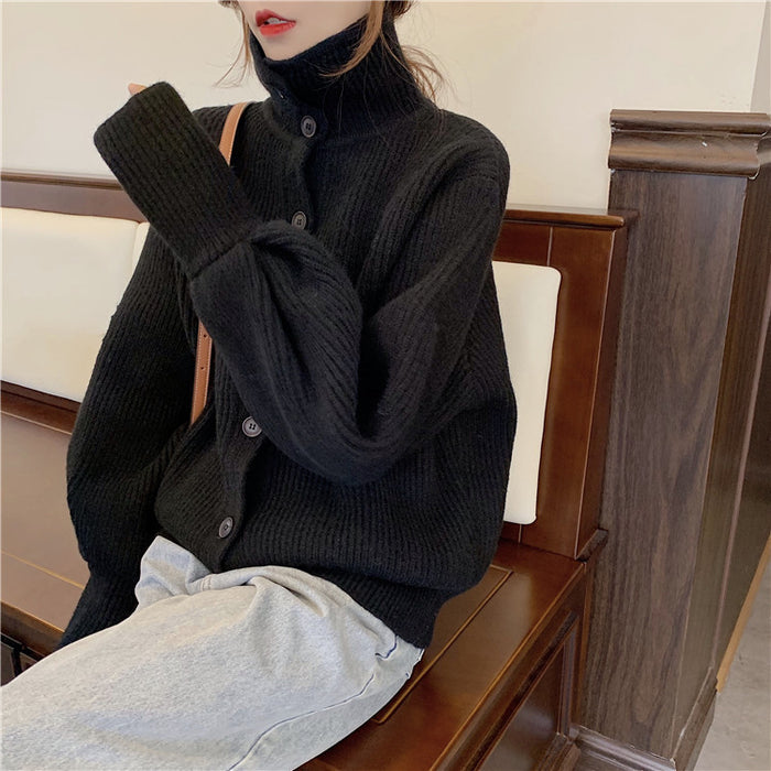 Women's Short Loose Turtleneck Sweater Coat