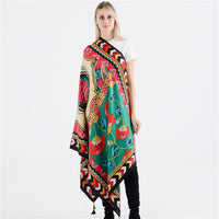 Geometric Flower Pattern Travel Personality All-Match Warm Cotton And Linen Scarf