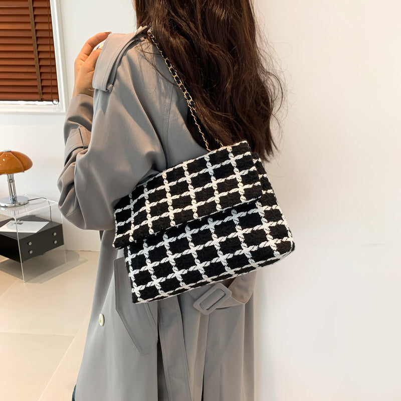 Women's Autumn Fashion Check Pattern Shoulder Bag