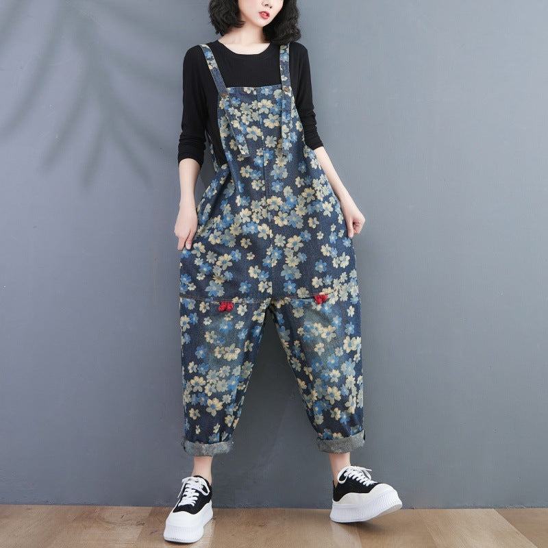 Korean Version Of The New Large Size Retro Print Jeans