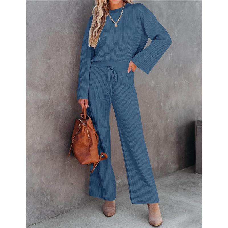 Autumn And Winter New Fashion All-match Round Neck Top Loose Casual Trousers