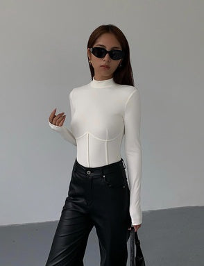 Women's Half Turtleneck Black Knitted Bottoming Shirt