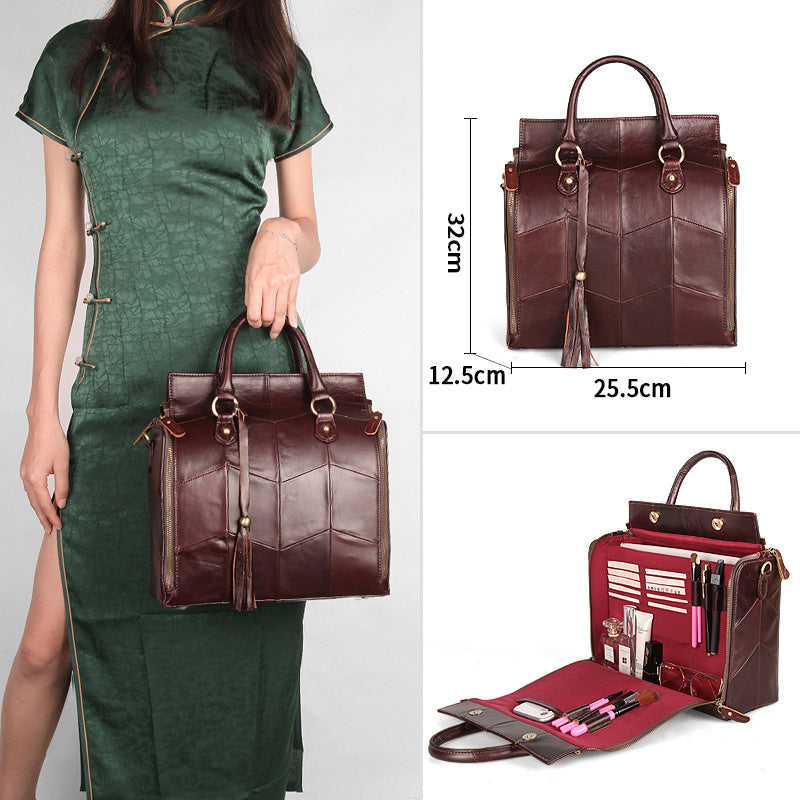 Women's Large Capacity Genuine Leather Multifunctional Portable Shoulder Bag