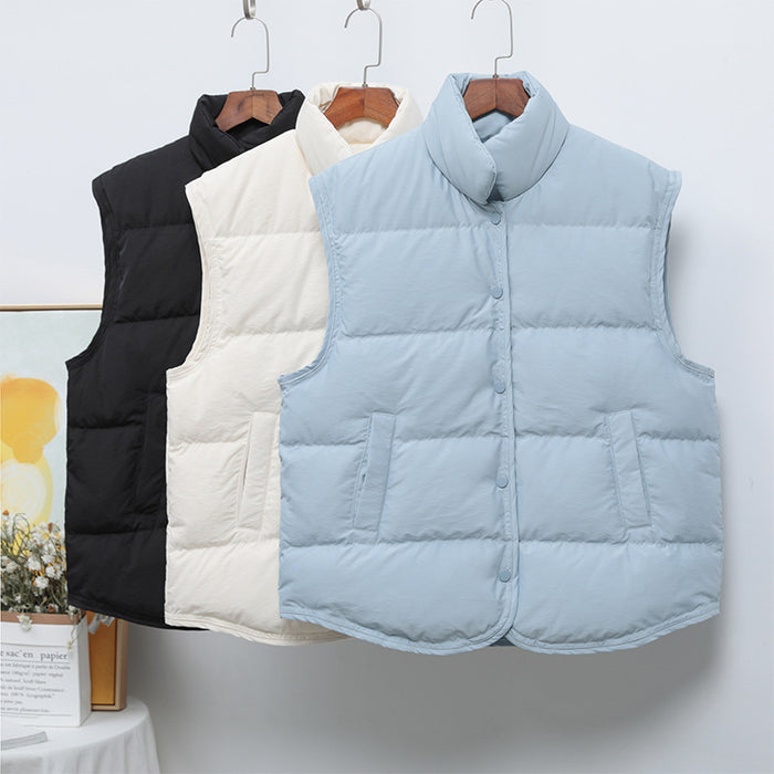 Korea Dongdaemun Loose Casual Stand Collar Vest Jacket