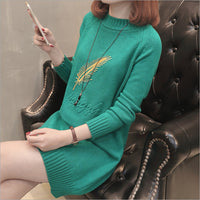 Mid-length Feather Letter Long Sleeve Loose-fitting Women's Knitwear Sweater